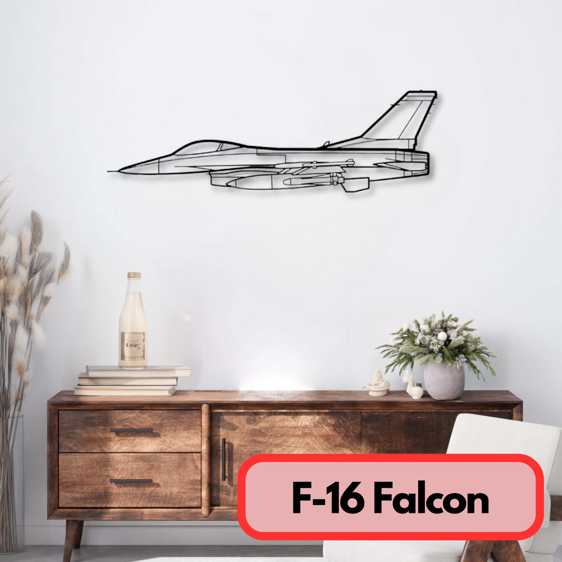 Décoration murale métal F 16 Falcon